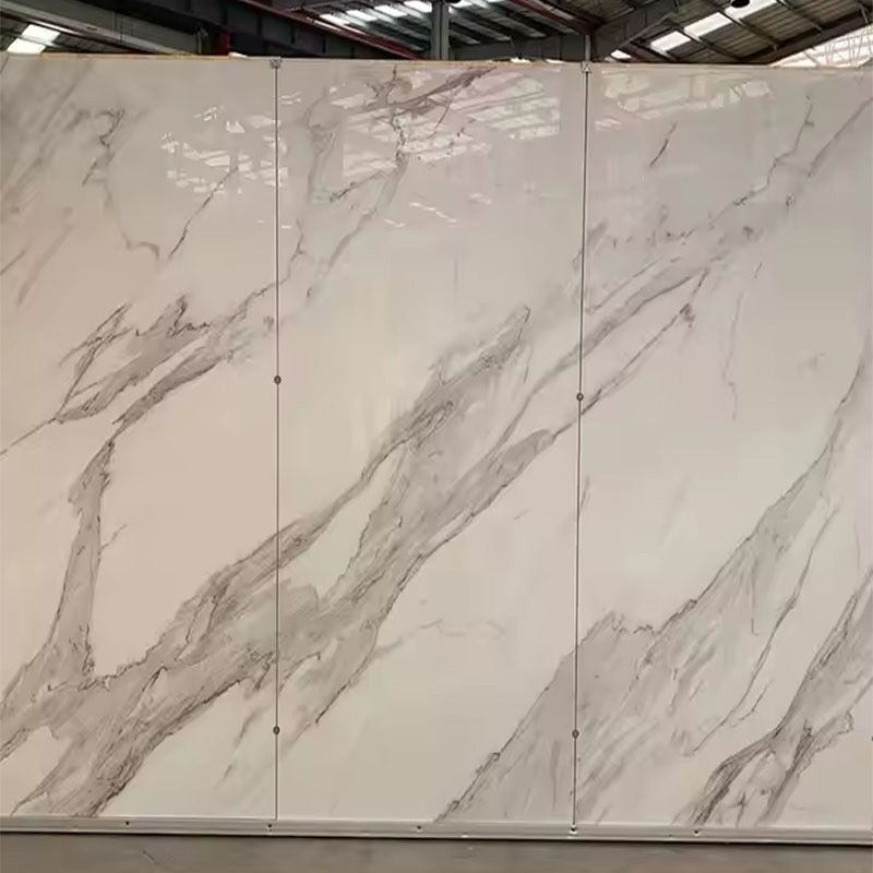 India Artificial Calacatta White Marble Synthetic Engineered Stone Slab for Interior Indoor Wall Tiles Decor