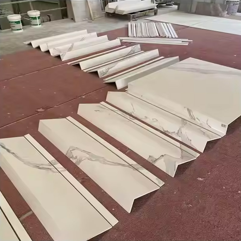 Customized Artificial Calacatta White Sintered Stone Stairs Interior Spiral for Home & Hotel Outdoor & Countertop Applicatio